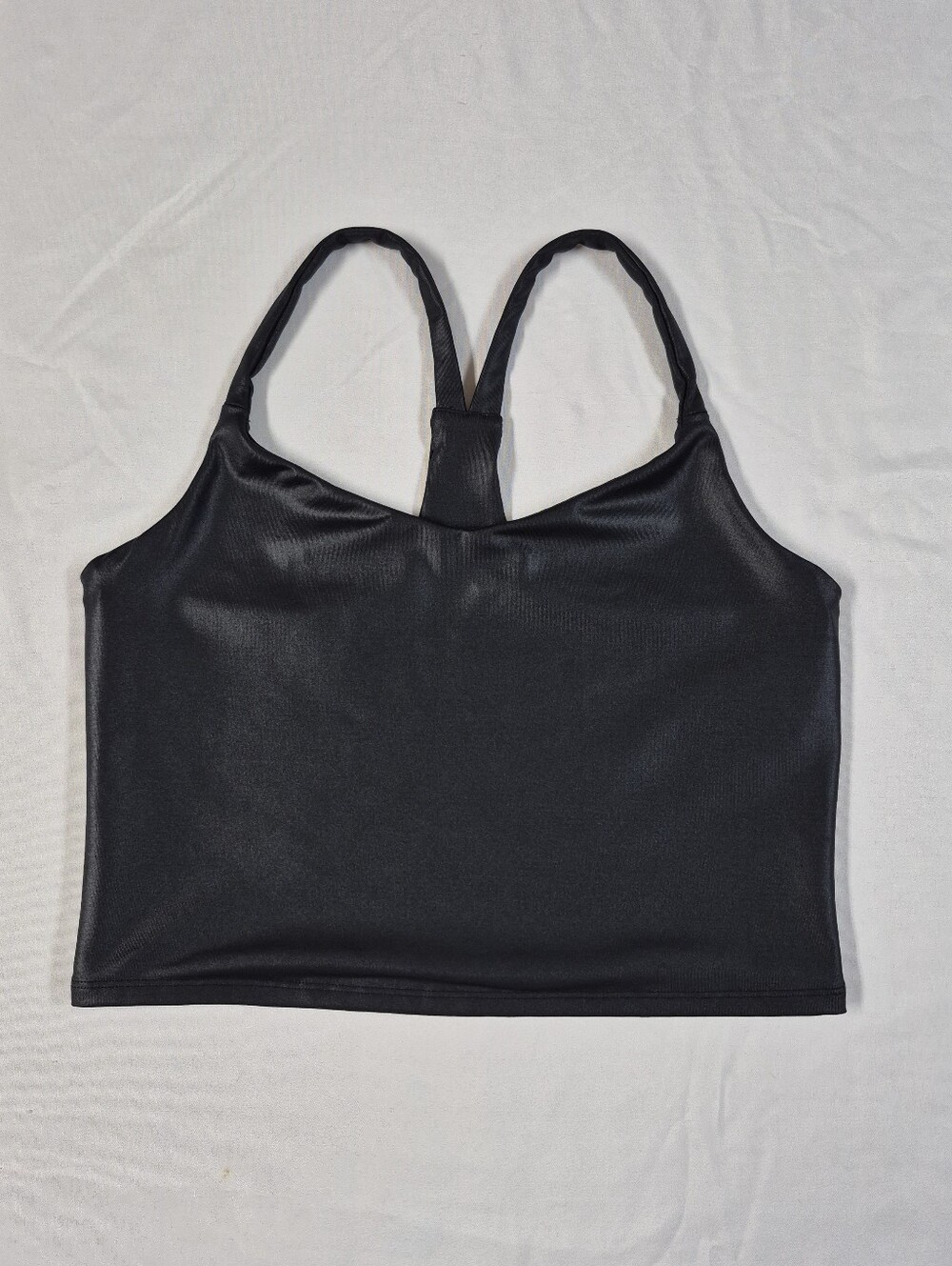 Women’s Abercrombie Sports Bra Black Small Sheen V-Neck Racerback Tank